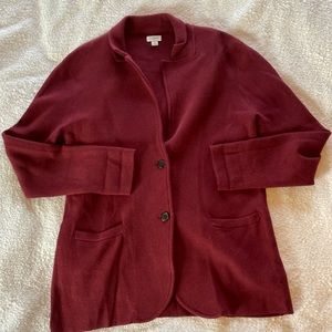 J. Crew Burgundy Maroon Sweater Blazer Cardigan -Large